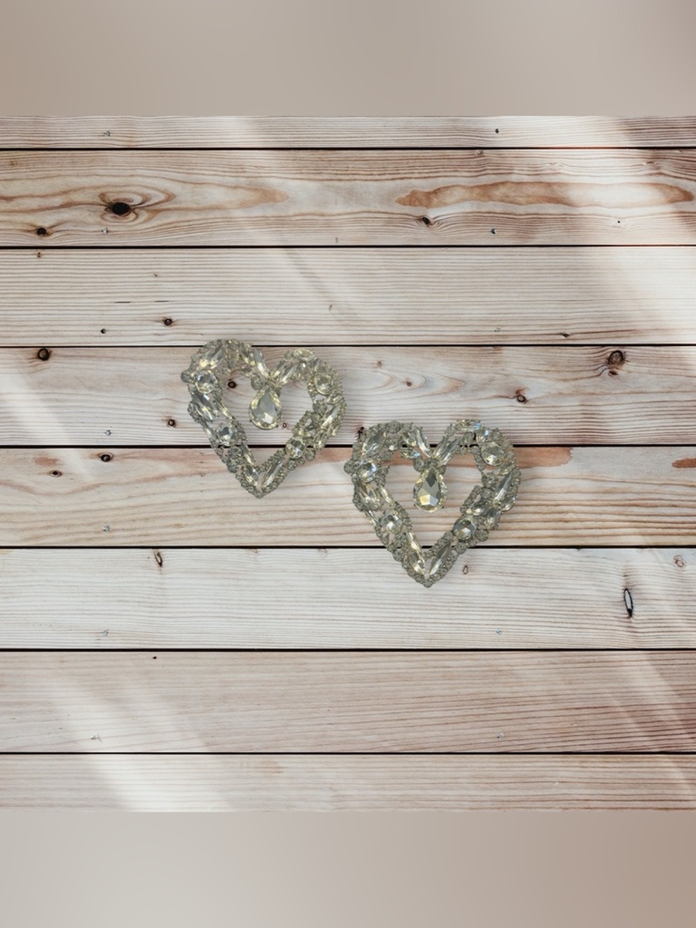 Sassy Jones Bling Heart Earrings - Clear Rhinestone Hearts - Picture 5 of 6